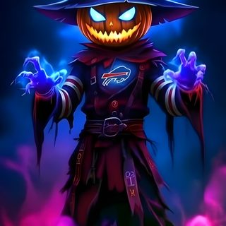 a halloween pumpkin with two jack o lanterns Nfl Halloween Buffalo Bills, Halloween, Buffalo, midnight blue
