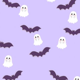 a group of bats flying through the air with ghost faces on them, in purple and white Halloween Smiles Lavender lavender