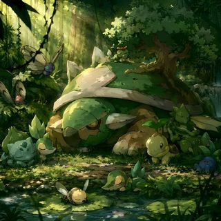 an image of some plants and animals in the woods Halloween Torterra Torterra Art, Pokemon Torterra, Pokemon Forest, Pokemon Forest Art, dark slate gray