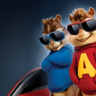 the chipmuns are wearing sunglasses and standing in front of a car with their arms around each other Alvin And The Chipmunks Halloween 20th Century Studios, Robinson Crusoe, Chipmunks, dark slate gray