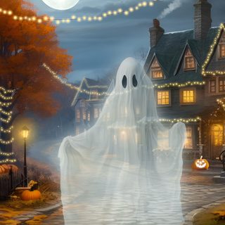 a halloween scene with a ghost and pumpkins Halloween Live Halloween Spirit, Halloween Pictures Background, Halloween Is Coming, dim gray