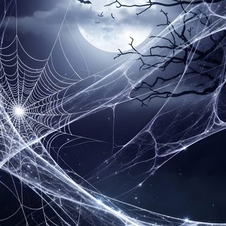 an image of a spider web with a full moon in the background Halloween Spider Webs Creepy Spider Web Background, Spider Webs, Angel Statues, dark slate gray