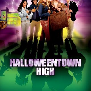 the poster for halloween town high, which features four women standing in front of a purple background Halloween Town Movie Halloweentown Movie, Disney Channel Halloween Movies, Halloweentown Disney Channel, dark slate gray