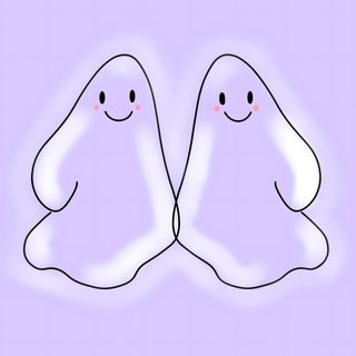 two white birds sitting next to each other on top of a purple surface with one bird looking at the camera Halloween Smiles Lavender lavender