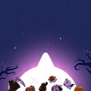 an animated scene with people standing on top of a hill in front of the moon Bt21 Halloween Bt21 Pumpkin Painting, Bt21 Fall, Bt21 Thanksgiving, Bt21 Halloween, midnight blue