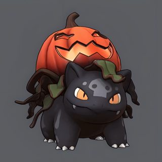 a black cat with a pumpkin on its head Halloween Torterra Halloween Charizard, Jack O Lantern Pokemon, Pumpkin Pokemon, dim gray