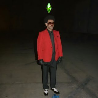 a man in a red jacket and black hat standing on a skateboard at night The Weeknd Halloween Cute The Weeknd Pics, The Weeknd Cute Pics, The Weekend Red Suit, black