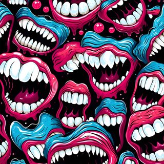 an image of many mouths with different colors Halloween Teeth indigo