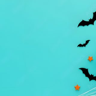 tooth with bats and spider web on blue background, halloween concept top view flat lay Dental Halloween Desktop Anatomy Models, Human Anatomy Model, Senior Health, Halloween Bats, medium turquoise