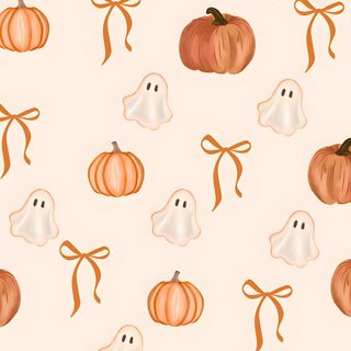 a pattern with pumpkins and ghost faces Asthmatic Halloween Cute Aesthetic Halloween, Fall Backround Aestetic, Background Aesthetic Halloween, linen