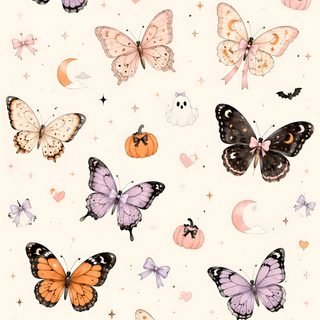 a bunch of butterflies flying through the air Pretty Halloween seashell