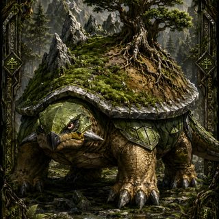an image of a tortoise in the middle of a forest with trees on top Halloween Torterra black