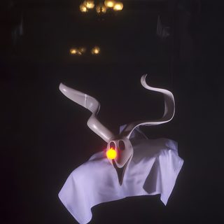 a white object with yellow light on it's face in the dark, near some lights Zero Halloween Nightmare Before Christmas Characters, Zero Nightmare Before Christmas Movie Stills, Christmas Night, black