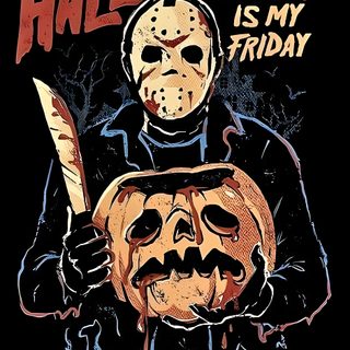a person holding a knife and wearing a mask with the words halloween is my friday on it Halloween Jason Voorhees Jason Voorhees, Image Halloween, Horror Villains, Horror Artwork, Funny Horror, black
