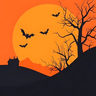 an orange sunset with bats flying in the sky Halloween Vector Halloween Background Easy, Halloween Design, Halloween Background Spooky, tomato