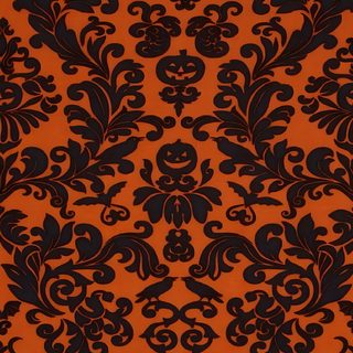 an orange and black wallpaper pattern Damask Halloween Halloween Motifs, Pumpkin, Halloween Everyday, Halloween Miniatures, Halloween Jack, maroon