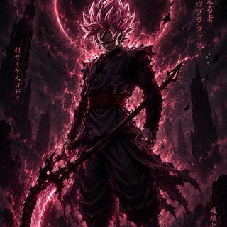 an anime character standing in the middle of a dark city with red lights around him Goku Black Halloween 4k Goku, Goku Black Fan Art, Black Goku, Naruto And Sasuke, Goku Black,