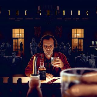 a man sitting at a table with a beer in front of him The Shining Laptop Halloween The Shining, The Shining Bar Scene, The Shining Black And Orange,