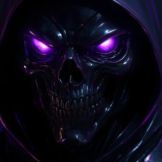 a skull with glowing purple eyes and a hood Halloween Skull Purple Custom Calaveras Aztecas, Apple Iphone Hd, Evil Demons, Skull Island, Wolf, black