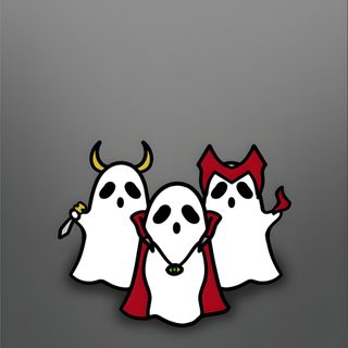 three white ghost with red capes and horns on their heads, standing next to each other Marvel Halloween Iphone Ghost Spidey, Marvel Zombies Phone, Ghost Marvel Logo, Marvel Ghost, gray
