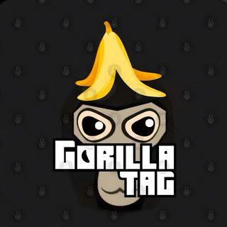 the logo for gorilla tag with a banana on top Gorilla Tag Halloween Gorilla Tag Art Pfp, Goofy Gorilla Tag, Gorilla Tag Doodle, Angry Gorilla Sticker, black