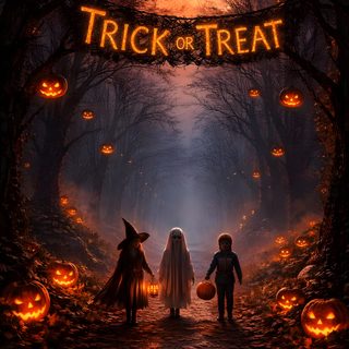 the poster for trick or treat Large Scale Halloween Trick Or Treats Trick Or Treating, Happy Halloween Gif, Haunted Carnival, Pumpkin, black