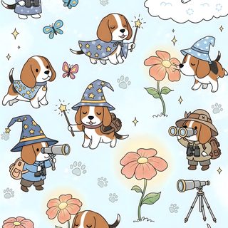 a cartoon dog with many different things on it Cute Beagle Halloween Kawaii Cute Beagle Drawing, Cute Cartoon Beagle, Cartoon Beagle Iphone, alice blue
