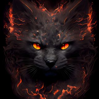 a black cat with orange eyes and flames Halloween Fiery Felines-black Custom Fire Animals, Fiery Cat, Flaming Cat, Fire Cool Panther,