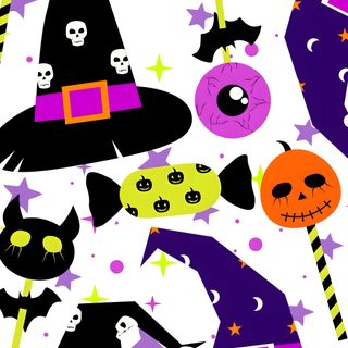 an image of halloween seamless background with cats and witches Scenecore Halloween orchid