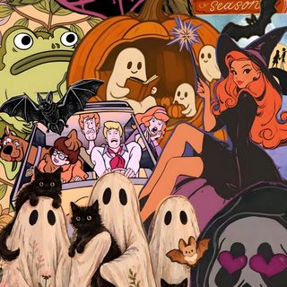 a collage of cartoon characters and their names on it's cover, with the title beetlejuice Halloween Characters sienna