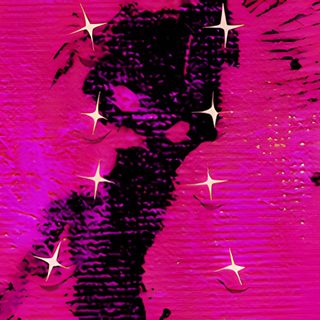 an abstract painting of a woman with stars on her head and hair blowing in the wind Pink Halloween Gif Anim Gif, Animated Banners, Charmmy Kitty, Catty Noir, Cute Headers, medium violet red