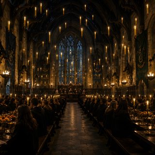 the hog potters dining hall in harry potter's house is lit up with candles Hogwarts Halloween Desktop Hogwarts Macbook, Harry Potter Horizontal, Harry Potter Computer, black