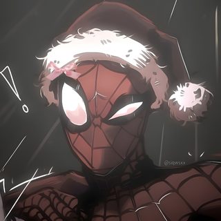 a spider - man wearing a santa claus hat Halloween Spiderman Spiderman Christmas Matching Pfp, Halloween Spiderman Pfp, Spiderman With Santa Hat Pfp, dark slate gray