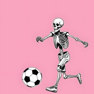 a skeleton kicking a soccer ball on a pink background Halloween Soccer Cute Halloween, Soccer, Halloween, Dogs, Football, light pink