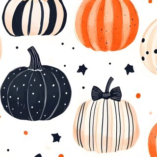 pumpkins with bows and stars on them are painted in orange, black and white Pumpkin Preppy Halloween Fall Background Preppy, Preppy Fall Background, Preppy Homescreen Halloween, linen