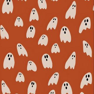 an orange background with white ghost faces on it Ios 16 Aesthetic Halloween sienna