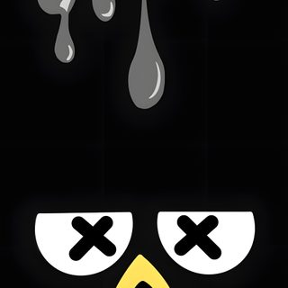 a poster with the words bad bad - maru written in black and yellow on it Badtz Maru Halloween Badtz-maru With Slime Effect, Black And Yellow Cartoon Design, Cute Phone Ideas,