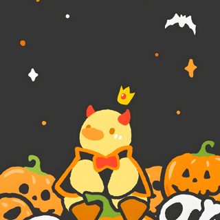 a bunch of pumpkins that are sitting in the grass with skulls and bones on them Halloween Duck Halloween Duck, Fall Duck, Killer Duck, Halloween Ducks, dark slate gray