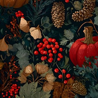 an image of a fall wallpaper with pumpkins and berries Halloween Botanical Cabin, Baby Nursery, Iphone Lockscreen, Printed Candles, Witchy, Band, black