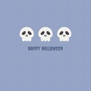 three skulls with the words happy halloween written in blue and white on a light blue background Aesthetic Cute Halloween Blue Skull Illustration, Halloween Blue, Halloween Signs, Halloween, dark gray
