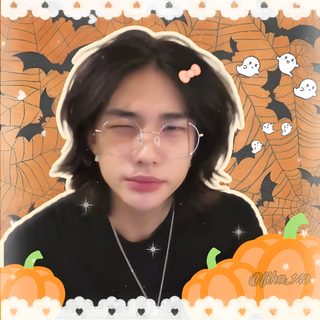 an image of a person wearing glasses with pumpkins in the background Hyunjin Halloween Skz Pumpkin Carving, Skz Pumpkin Carving Ideas, Stray Kids Pumpkin Stencil, peru