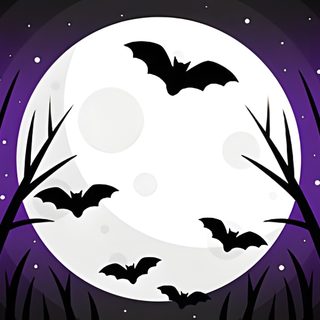 bats flying in front of a full moon with trees and grass on the foreground Halloween Bat Moon Purple Large Purple Cemetery Halloween Background Banner, Halloween Moon Background, Halloween Moon Transparent Background, midnight blue