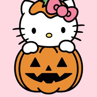a hello kitty pumpkin sitting on top of a pink background with the word hello kitty written in Hello Kitty Halloween Hello Kitty Pumpkin Pink, How To Draw A Hello Kitty Pumpkin, Hello Kitty Halloween Pumpkin Drawing, misty rose