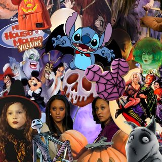the characters from disney's halloween movies are depicted in this collage with pumpkins and Disney Channel Halloween Halloween Iphone Backgrounds, Disney Channel Halloween, Disney Halloween Movies, dark olive green