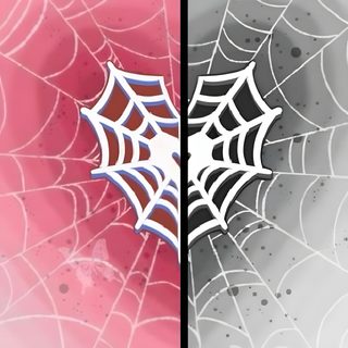 two spider webs with pink and grey background Halloween Iphone Matching Diy Halloween Decoration Ideas, Colorful And Black Spider Webs, Halloween Spider Web Decor, thistle