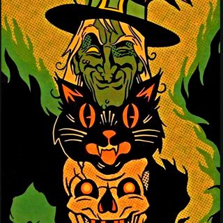 an image of a halloween card with cats and pumpkins on it's face Classic Halloween Iphone Halloween Art, Halloween Artwork, Horror Artwork, Vintage Halloween Images, black