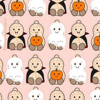 a pink background with many small stuffed animals on it's sides and pumpkins in their mouths Jellycat Halloween Pink Snoopy Halloween, Clifford Halloween, Halloween Squishmallows, bisque