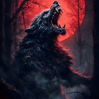 a wolf with its mouth open in front of a red full moon and some trees Halloween Werewolf Lycan, Red Werewolf, Werewolves, Werewolf Moon 4k, Werewolf Hd, Scary Wolf, black