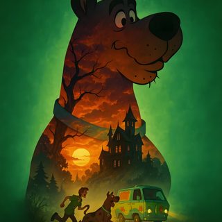 a cartoon dog is running in front of a van with a person on the back Scooby Doo Halloween Iphone Scooby Doo Pictures, Scooby Doo Mystery Inc, Scooby Doo Images, dark green