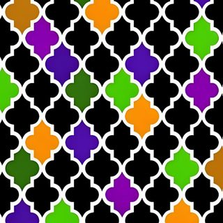 an abstract geometric pattern in black, green, orange and purple colors stock photo - 1307982 Halloween Trellis Ikat Custom black